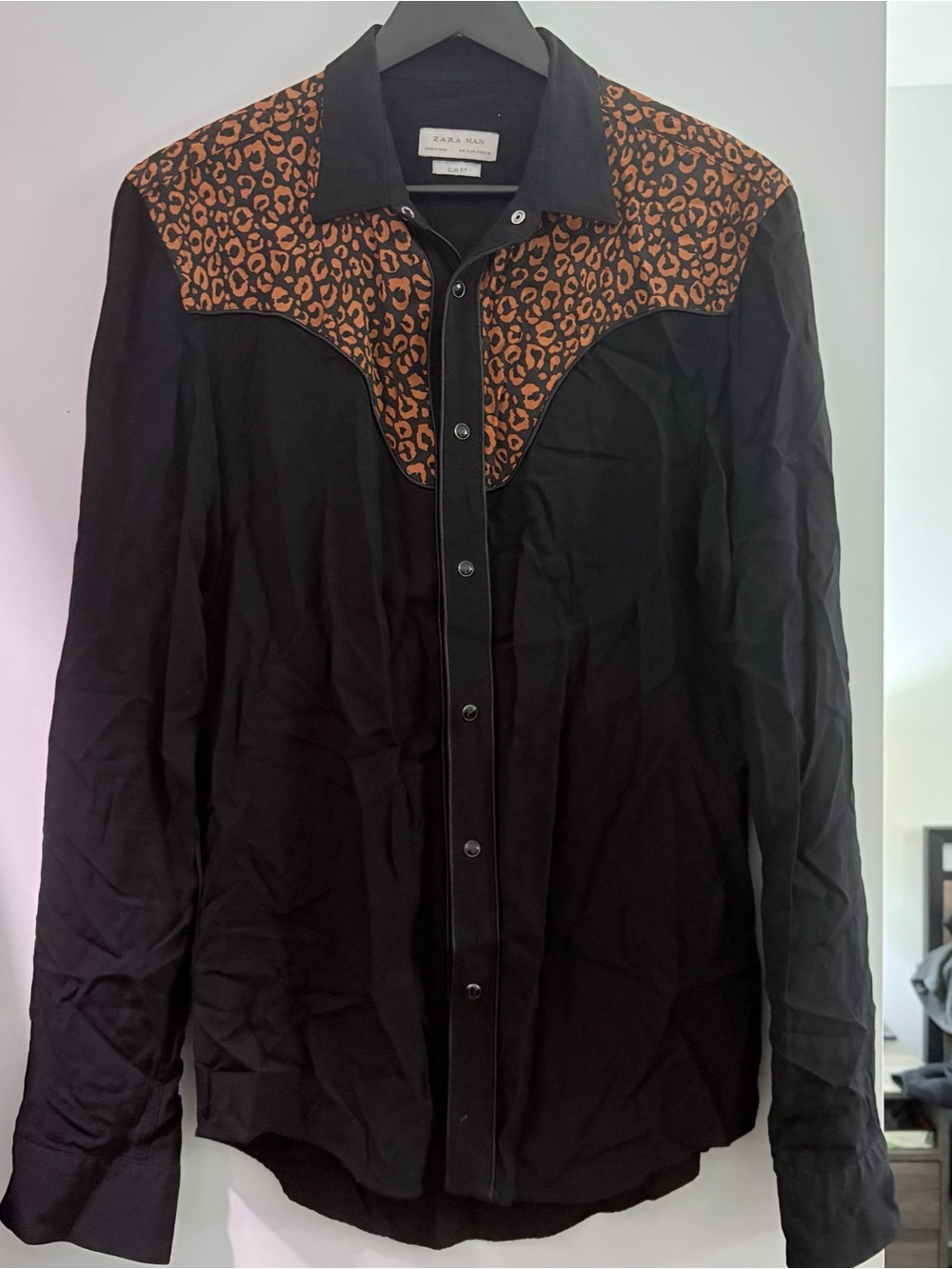 RARE Zara Western Shirt w/ leopard Yoke